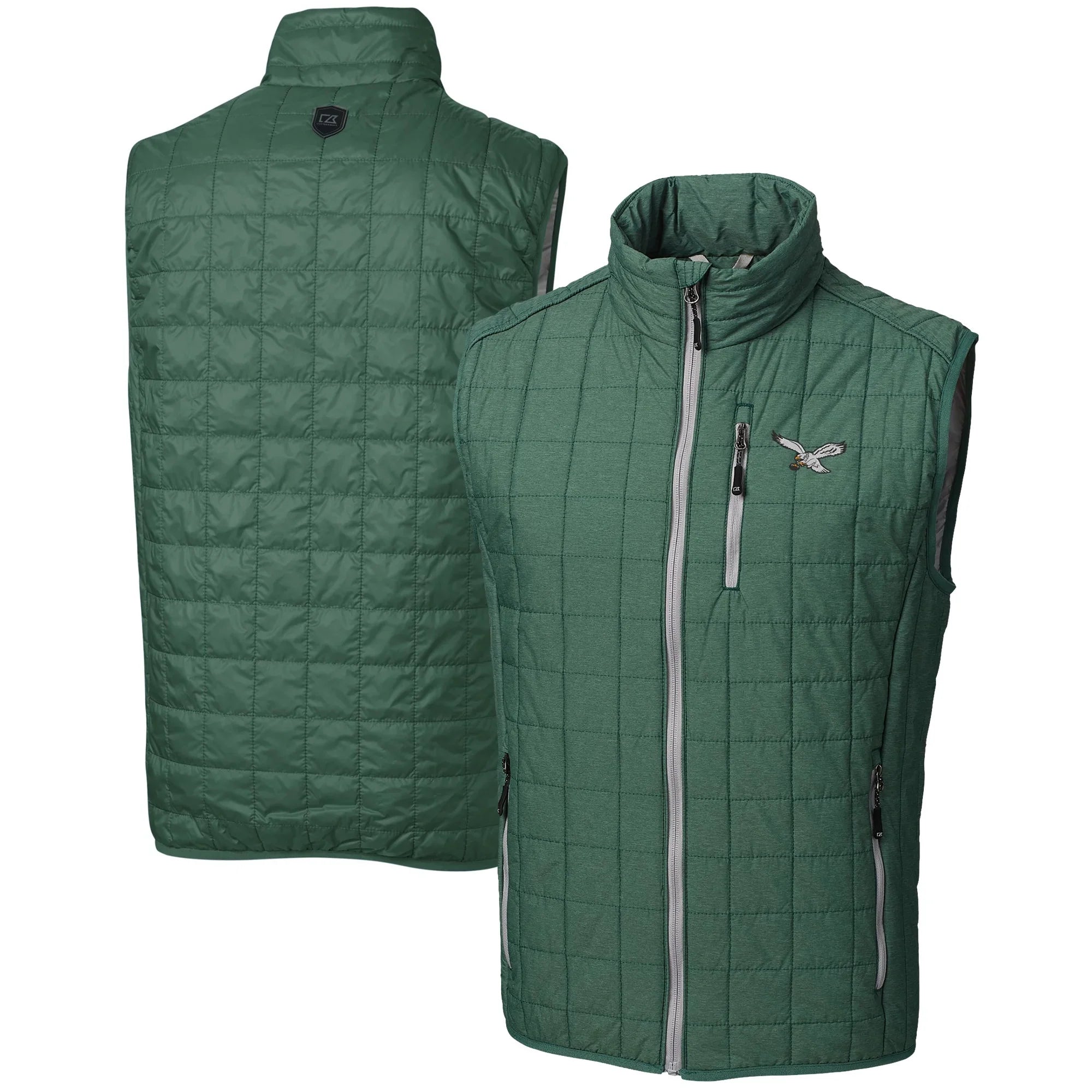 Men's Cutter & Buck Hunter Green Philadelphia Eagles Rainier PrimaLoft Eco Full-Zip Puffer Vest