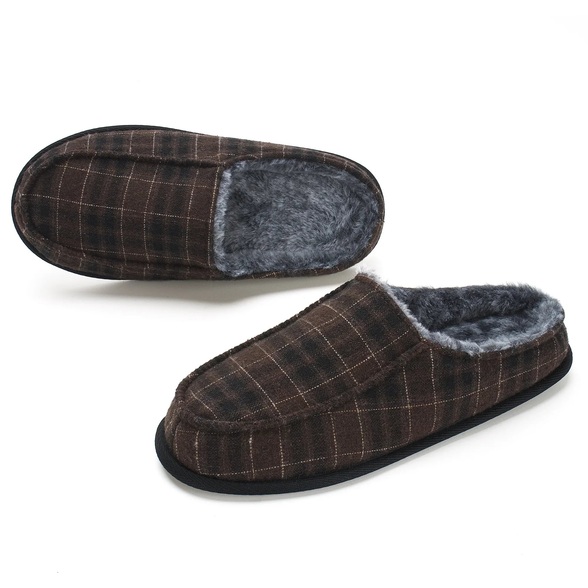 Men's Memory Foam House Slippers - Cozy, Fuzzy Bedroom Slip-on Loafer Shoes