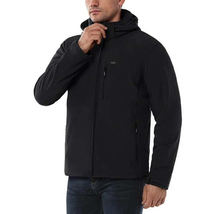 Off Road Ventures Men's Fleece Lined Softshell Jacket Lightweight Waterproof Hooded