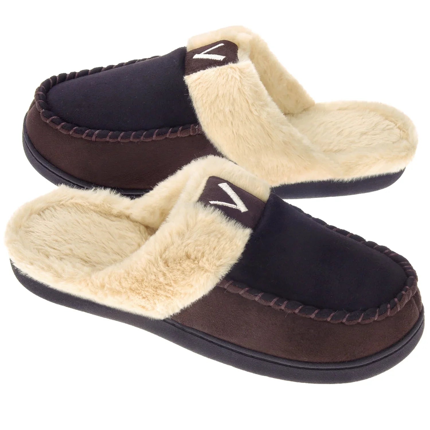 Men's Scuff Slippers Memory Foam Slip On Shoes Moccasin Style House Shoes